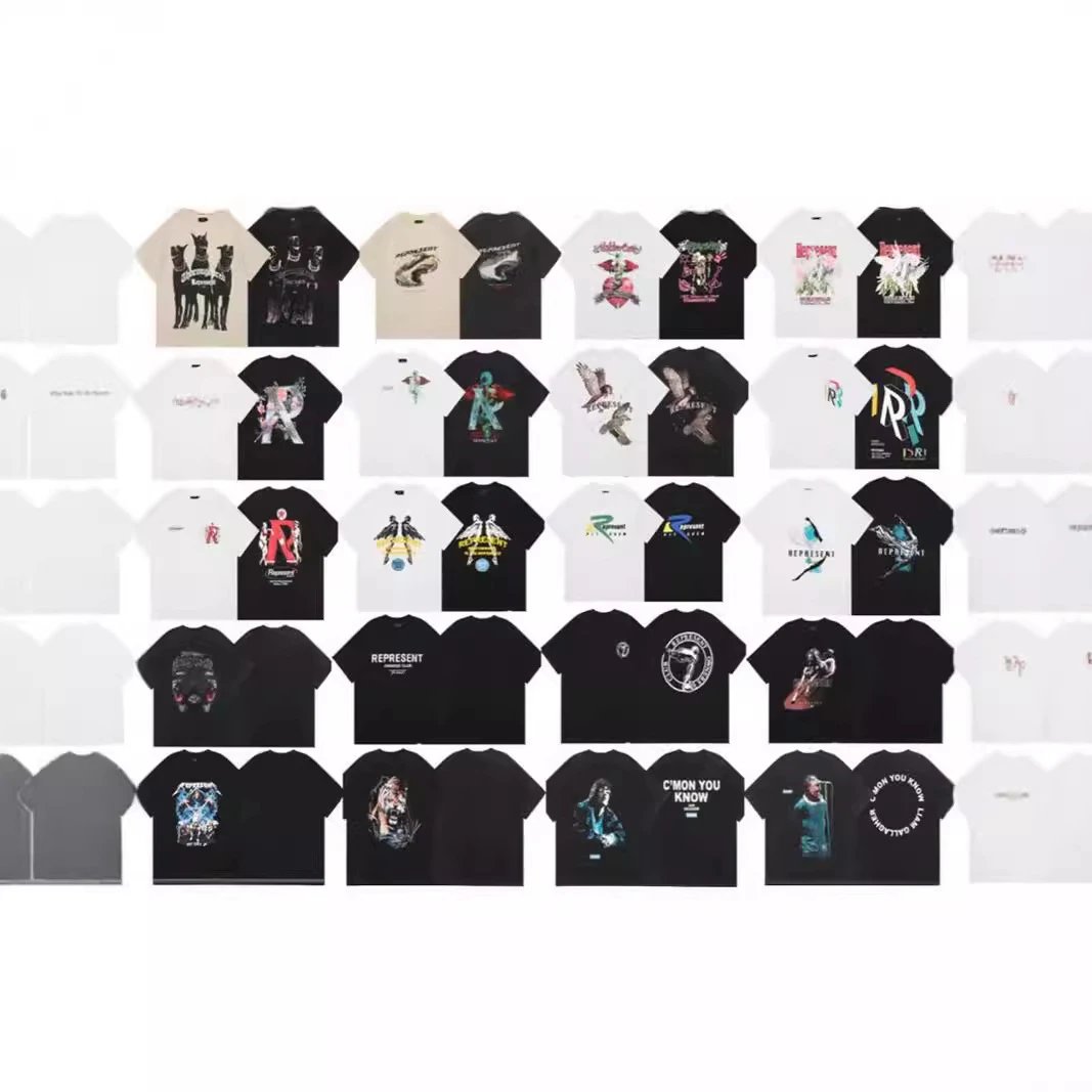 American high street letter cartoon print washed retro distressed men and women couple loose short-sleeved T-shirt  