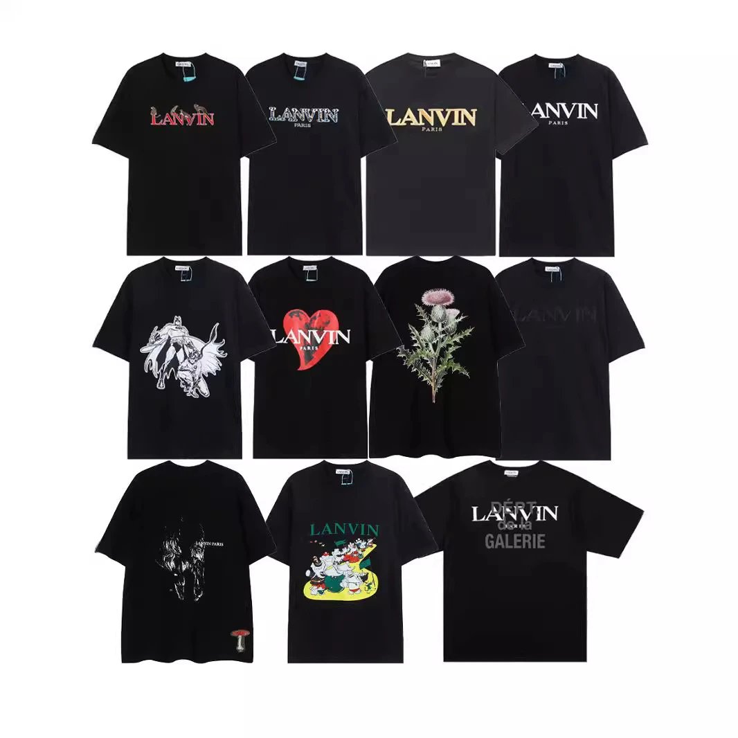 Trendy embroidered pattern printed couple short-sleeved T-shirts  